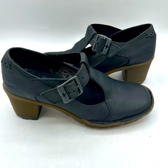 Vintage 80s/90s Dr. Martens POLLEY” Mary Jane’s-heels-Black wax leather Chunky - Picture 3 of 10